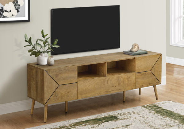 Monarch Specialties Tv Stand, 72 Inch, Console, Media Entertainment Center, Storage Drawer, Walnut Laminate, Mid Century, Modern Walnut Particle Board,Mdf,Solid Wood I 2753