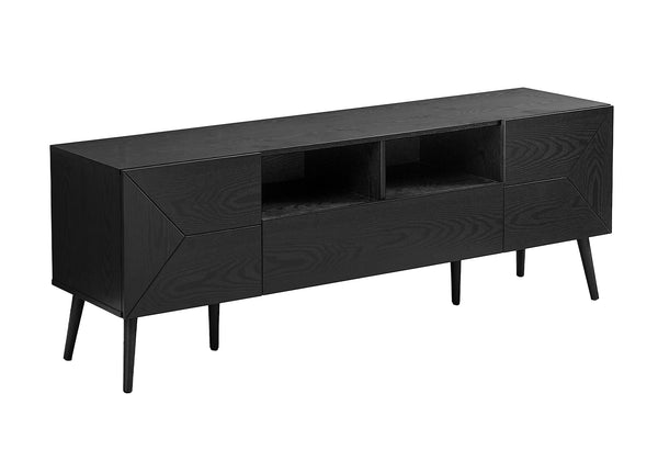 Monarch Specialties Tv Stand, 72 Inch, Console, Media Entertainment Center, Storage Drawer, Black Laminate, Mid Century, Modern Black Particle Board,Mdf,Solid Wood I 2754