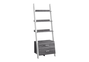 Monarch Specialties Bookshelf, Bookcase, Etagere, Ladder, 4 Tier, 69"H, Office, Bedroom, Grey And White Laminate, Contemporary, Modern Grey,White, White Particle Board,Hollow,Core,Laminate,Mdf I 2756