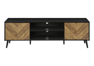 Monarch Specialties Tv Stand, 72 Inch, Console, Media Entertainment Center, Storage Cabinet, Living Room, Bedroom, Brown And Black Laminate, Black Wood Legs, Contemporary, Modern Black Particle Board,Mdf,Solid Wood I 2781
