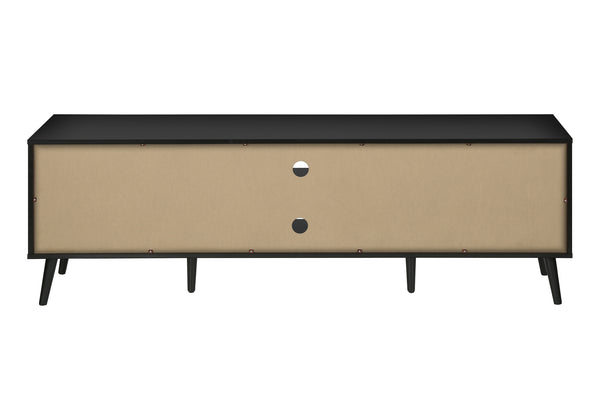 Monarch Specialties Tv Stand, 72 Inch, Console, Media Entertainment Center, Storage Cabinet, Living Room, Bedroom, Brown And Black Laminate, Black Wood Legs, Contemporary, Modern Black Particle Board,Mdf,Solid Wood I 2781