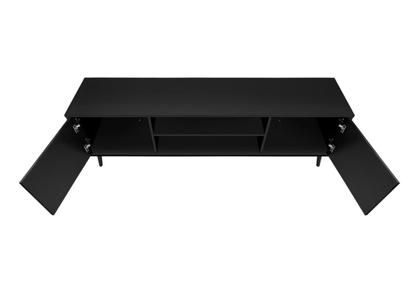 Monarch Specialties Tv Stand, 72 Inch, Console, Media Entertainment Center, Storage Cabinet, Living Room, Bedroom, Brown And Black Laminate, Black Wood Legs, Contemporary, Modern Black Particle Board,Mdf,Solid Wood I 2781