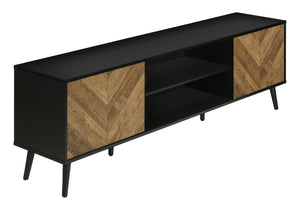 Monarch Specialties Tv Stand, 72 Inch, Console, Media Entertainment Center, Storage Cabinet, Living Room, Bedroom, Brown And Black Laminate, Black Wood Legs, Contemporary, Modern Black Particle Board,Mdf,Solid Wood I 2781