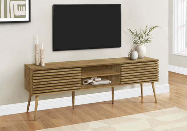 Monarch Specialties Tv Stand, 72 Inch, Media Entertainment Center, Storage Cabinet, Console, Storage Shelves, Bedroom, Living Room, Walnut Laminate, Contemporary, Modern Walnut Particle Board,Solid Wood I 2784