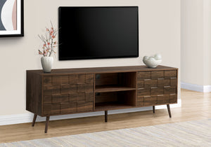 Monarch Specialties Tv Stand, 72 Inch, Console, Media Entertainment Center, Storage Cabinet, Bedroom, Living Room, Walnut Laminate, Mid Century Walnut Mdf,Particle Board,Solid Wood I 2787