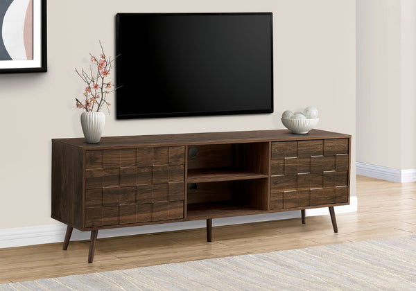 Monarch Specialties Tv Stand, 72 Inch, Console, Media Entertainment Center, Storage Cabinet, Bedroom, Living Room, Walnut Laminate, Mid Century Walnut Mdf,Particle Board,Solid Wood I 2787