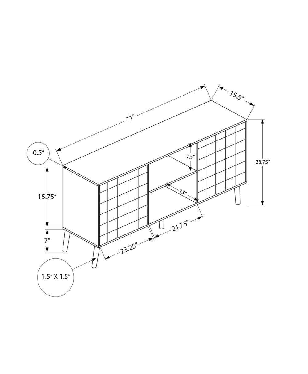 Monarch Specialties Tv Stand, 72 Inch, Console, Media Entertainment Center, Storage Cabinet, Bedroom, Living Room, Walnut Laminate, Mid Century Walnut Mdf,Particle Board,Solid Wood I 2787