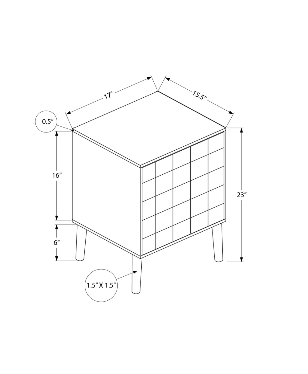 Monarch Specialties Accent Table, End, Side Table, Small, Storage, Lamp, Walnut Laminate, Modern Walnut Mdf,Particle Board,Solid Wood I 2788
