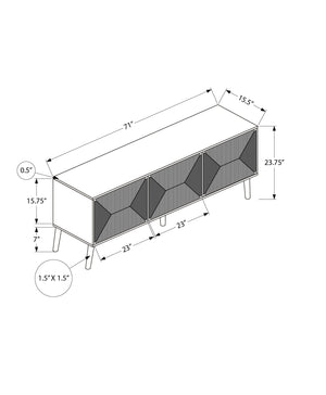 Monarch Specialties Tv Stand, 72 Inch, Media Entertainment Center, Storage Cabinet, Console, Walnut Laminate, Natural Seagrass, Mid Century, Modern Walnut Mdf,Particle Board,Solid Wood I 2793
