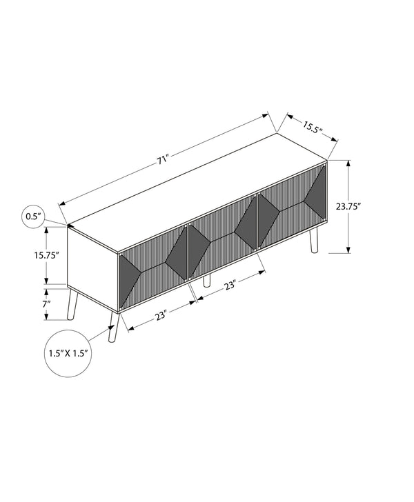 Monarch Specialties Tv Stand, 72 Inch, Media Entertainment Center, Storage Cabinet, Console, Walnut Laminate, Natural Seagrass, Mid Century, Modern Walnut Mdf,Particle Board,Solid Wood I 2793
