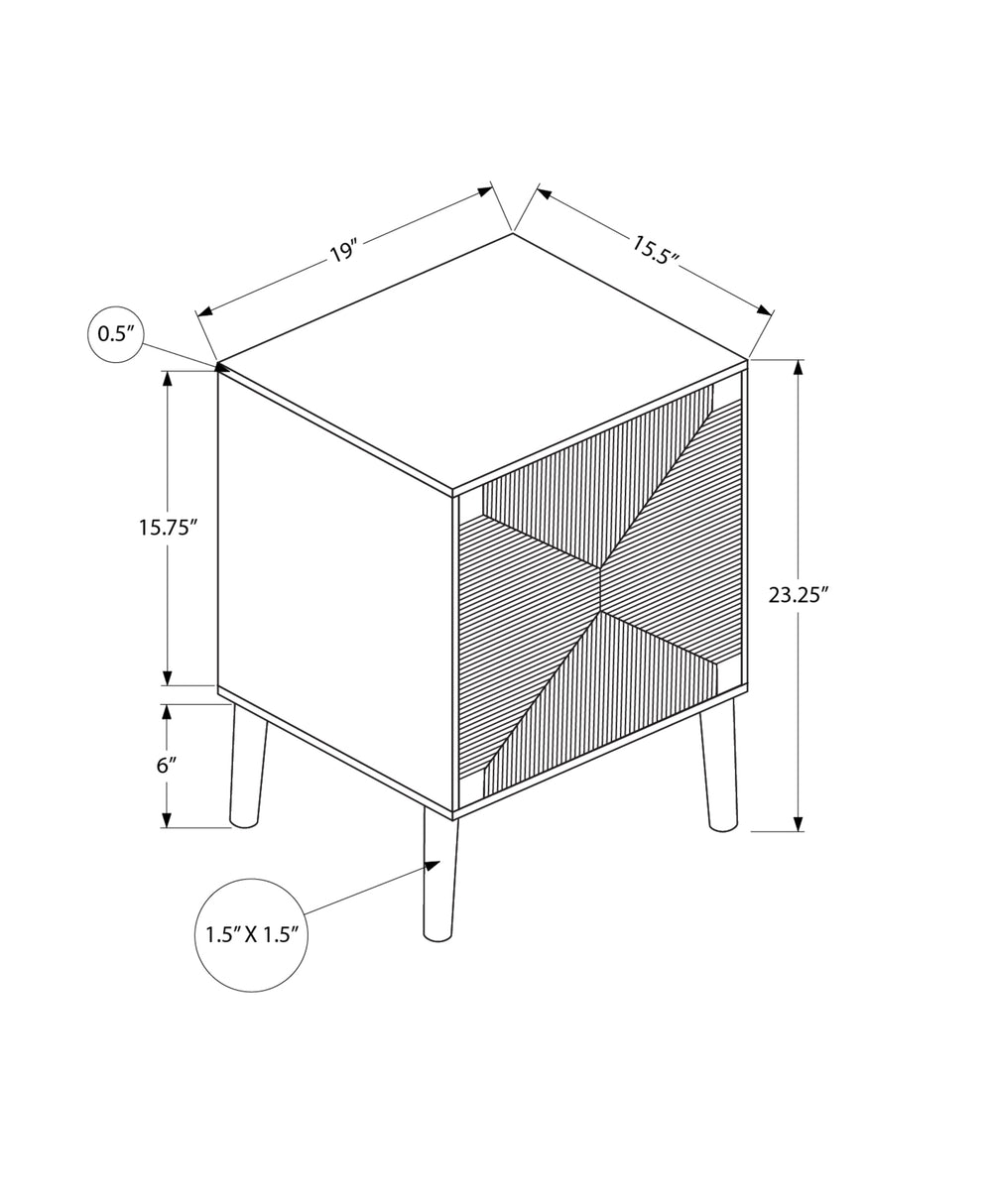 Monarch Specialties Accent Table, End, Storage, Small, Side, Living Room, Lamp, Light Walnut Laminate, Seagrass, Modern Walnut Mdf,Particle Board,Solid Wood I 2794