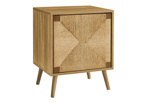 Monarch Specialties Accent Table, End, Storage, Small, Side, Living Room, Lamp, Light Walnut Laminate, Seagrass, Modern Walnut Mdf,Particle Board,Solid Wood I 2794