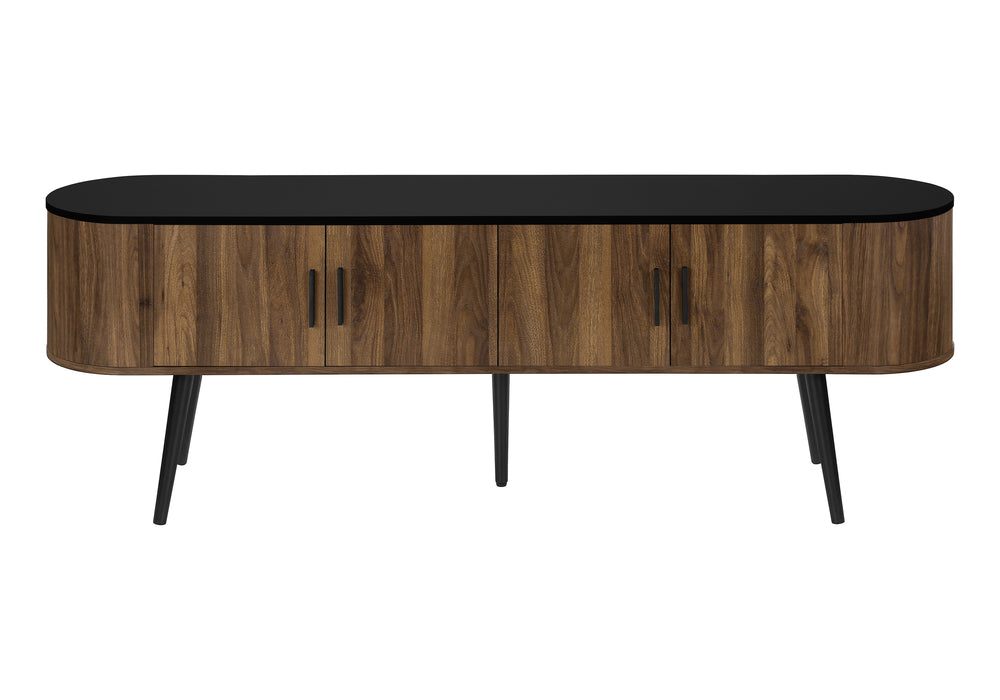 Monarch Specialties Tv Stand, 72 Inch, Console, Bedroom, Living Room, Media Entertainment Center, Storage Cabinet, Walnut Laminate, Black Laminate, Contemporary Black,Brown, Brown Particle Board,Solid Wood I 2798