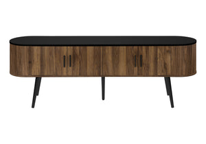 Monarch Specialties Tv Stand, 72 Inch, Console, Bedroom, Living Room, Media Entertainment Center, Storage Cabinet, Walnut Laminate, Black Laminate, Contemporary Black,Brown, Brown Particle Board,Solid Wood I 2798