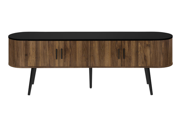 Monarch Specialties Tv Stand, 72 Inch, Console, Bedroom, Living Room, Media Entertainment Center, Storage Cabinet, Walnut Laminate, Black Laminate, Contemporary Black,Brown, Brown Particle Board,Solid Wood I 2798