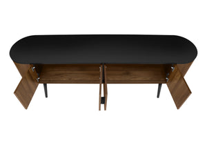 Monarch Specialties Tv Stand, 72 Inch, Console, Bedroom, Living Room, Media Entertainment Center, Storage Cabinet, Walnut Laminate, Black Laminate, Contemporary Black,Brown, Brown Particle Board,Solid Wood I 2798