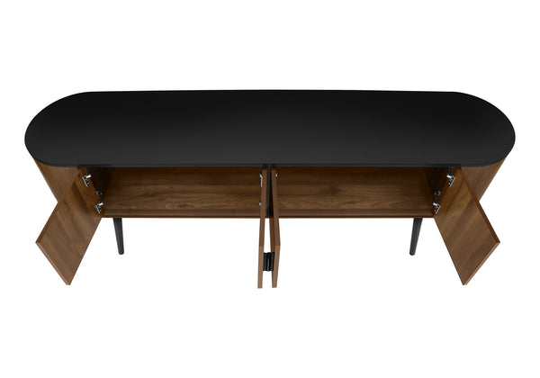 Monarch Specialties Tv Stand, 72 Inch, Console, Bedroom, Living Room, Media Entertainment Center, Storage Cabinet, Walnut Laminate, Black Laminate, Contemporary Black,Brown, Brown Particle Board,Solid Wood I 2798