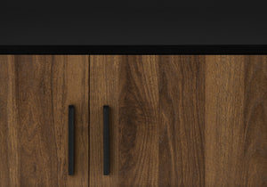 Monarch Specialties Tv Stand, 72 Inch, Console, Bedroom, Living Room, Media Entertainment Center, Storage Cabinet, Walnut Laminate, Black Laminate, Contemporary Black,Brown, Brown Particle Board,Solid Wood I 2798