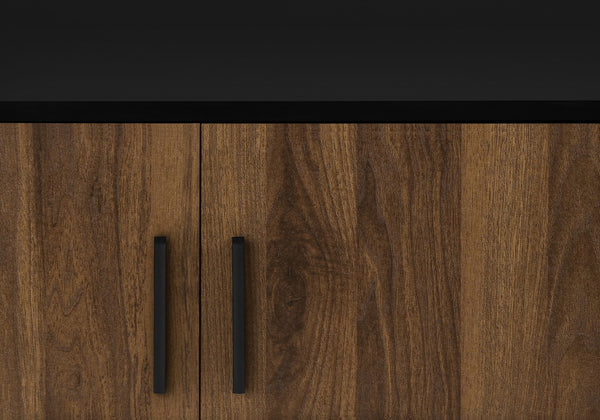 Monarch Specialties Tv Stand, 72 Inch, Console, Bedroom, Living Room, Media Entertainment Center, Storage Cabinet, Walnut Laminate, Black Laminate, Contemporary Black,Brown, Brown Particle Board,Solid Wood I 2798