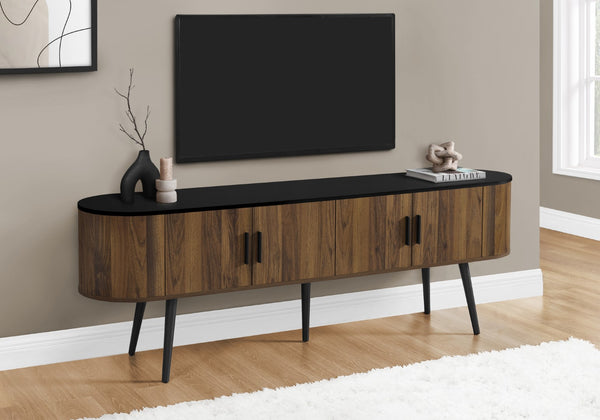 Monarch Specialties Tv Stand, 72 Inch, Console, Bedroom, Living Room, Media Entertainment Center, Storage Cabinet, Walnut Laminate, Black Laminate, Contemporary Black,Brown, Brown Particle Board,Solid Wood I 2798