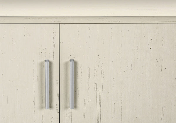 Monarch Specialties Tv Stand, 72 Inch, Console, Bedroom, Living Room, Media Entertainment Center, Storage Cabinet, Antique White Laminate, Contemporary, Mid Century White Particle Board,Solid Wood I 2799