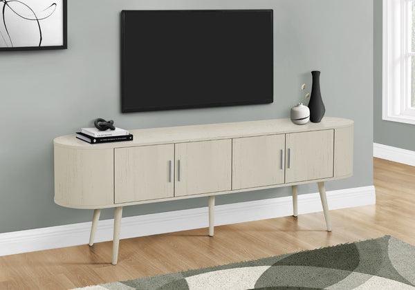 Monarch Specialties Tv Stand, 72 Inch, Console, Bedroom, Living Room, Media Entertainment Center, Storage Cabinet, Antique White Laminate, Contemporary, Mid Century White Particle Board,Solid Wood I 2799