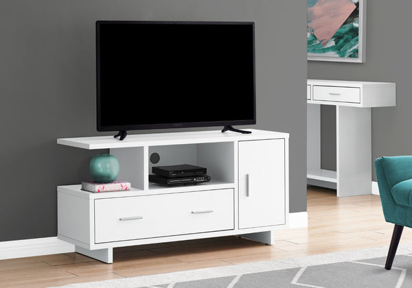 Monarch Specialties Tv Stand, 48 Inch, Console, Media Entertainment Center, Storage Cabinet, Drawers, Living Room, Bedroom, White Laminate, Contemporary, Modern White Particle Board,Hollow,Core,Laminate,Mdf I 2800