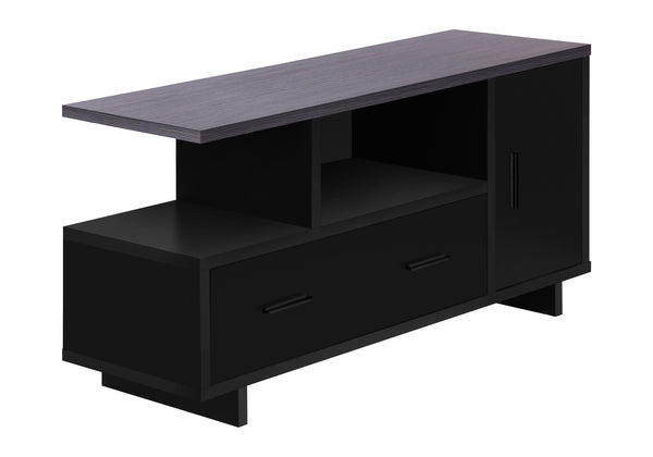 Monarch Specialties Tv Stand, 48 Inch, Console, Media Entertainment Center, Storage Cabinet, Drawers, Living Room, Bedroom, Black And Grey Laminate, Contemporary, Modern Black,Grey, Grey Particle Board,Hollow,Core,Laminate,Mdf I 2801
