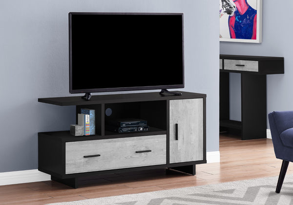 Monarch Specialties Tv Stand, 48 Inch, Console, Media Entertainment Center, Storage Cabinet, Drawers, Living Room, Bedroom, Black And Grey Laminate, Contemporary, Modern Black,Grey, Grey Particle Board,Hollow,Core,Laminate,Mdf I 2804