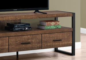 Monarch Specialties Tv Stand, 60 Inch, Console, Media Entertainment Center, Storage Drawers, Living Room, Bedroom, Brown Laminate, Black Metal, Contemporary, Modern Brown,Black, Black Particle Board,Hollow,Core,Laminate,Mdf,Metal I 2820