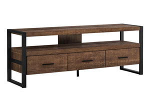 Monarch Specialties Tv Stand, 60 Inch, Console, Media Entertainment Center, Storage Drawers, Living Room, Bedroom, Brown Laminate, Black Metal, Contemporary, Modern Brown,Black, Black Particle Board,Hollow,Core,Laminate,Mdf,Metal I 2820