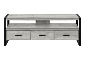 Monarch Specialties Tv Stand, 60 Inch, Console, Media Entertainment Center, Storage Drawers, Living Room, Bedroom, Grey Laminate, Black Metal, Contemporary, Modern Grey,Black, Black Particle Board,Hollow,Core,Laminate,Mdf,Metal I 2821