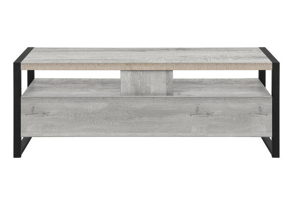 Monarch Specialties Tv Stand, 60 Inch, Console, Media Entertainment Center, Storage Drawers, Living Room, Bedroom, Grey Laminate, Black Metal, Contemporary, Modern Grey,Black, Black Particle Board,Hollow,Core,Laminate,Mdf,Metal I 2821