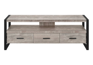 Monarch Specialties Tv Stand, 60 Inch, Console, Media Entertainment Center, Storage Drawers, Living Room, Bedroom, Beige Laminate, Black Metal, Contemporary, Modern Taupe,Black, Black Particle Board,Hollow,Core,Laminate,Mdf,Metal I 2822