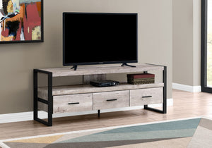 Monarch Specialties Tv Stand, 60 Inch, Console, Media Entertainment Center, Storage Drawers, Living Room, Bedroom, Beige Laminate, Black Metal, Contemporary, Modern Taupe,Black, Black Particle Board,Hollow,Core,Laminate,Mdf,Metal I 2822