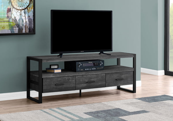Monarch Specialties Tv Stand, 60 Inch, Console, Media Entertainment Center, Storage Drawers, Living Room, Bedroom, Black Laminate, Black Metal, Contemporary, Modern Black Particle Board,Hollow,Core,Laminate,Mdf,Metal I 2823
