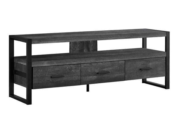 Monarch Specialties Tv Stand, 60 Inch, Console, Media Entertainment Center, Storage Drawers, Living Room, Bedroom, Black Laminate, Black Metal, Contemporary, Modern Black Particle Board,Hollow,Core,Laminate,Mdf,Metal I 2823