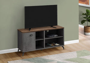 Monarch Specialties Tv Stand, 48 Inch, Console, Media Entertainment Center, Storage Cabinet, Living Room, Bedroom, Brown And Grey Laminate, Grey Metal, Contemporary, Modern Grey,Brown, Brown Mdf,Hollow,Core,Laminate,Metal,Particle Board I 2830