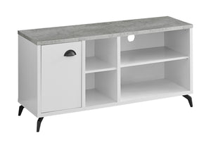Monarch Specialties Tv Stand, 48 Inch, Console, Media Entertainment Center, Storage Cabinet, Living Room, Bedroom, White And Grey Laminate, Black Metal, Contemporary, Modern White,Grey, Grey Mdf,Hollow,Core,Laminate,Metal,Particle Board I 2840