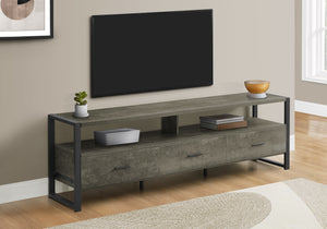 Monarch Specialties Tv Stand, 72 Inch, Media Entertainment Center, Storage Drawers, Dark Bronze Laminate, Black Metal, Contemporary, Modern Black Mdf,Laminate,Metal I 2847