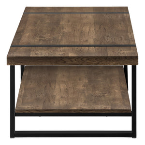 Monarch Specialties Coffee Table, Accent, Cocktail, Rectangular, Living Room, 48"L, Brown Laminate, Black Metal, Contemporary, Modern Brown,Black, Black Mdf,Hollow,Core,Laminate,Metal,Particle Board I 2850