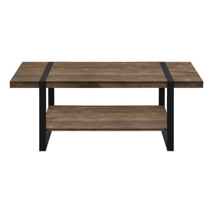 Monarch Specialties Coffee Table, Accent, Cocktail, Rectangular, Living Room, 48"L, Brown Laminate, Black Metal, Contemporary, Modern Brown,Black, Black Mdf,Hollow,Core,Laminate,Metal,Particle Board I 2850