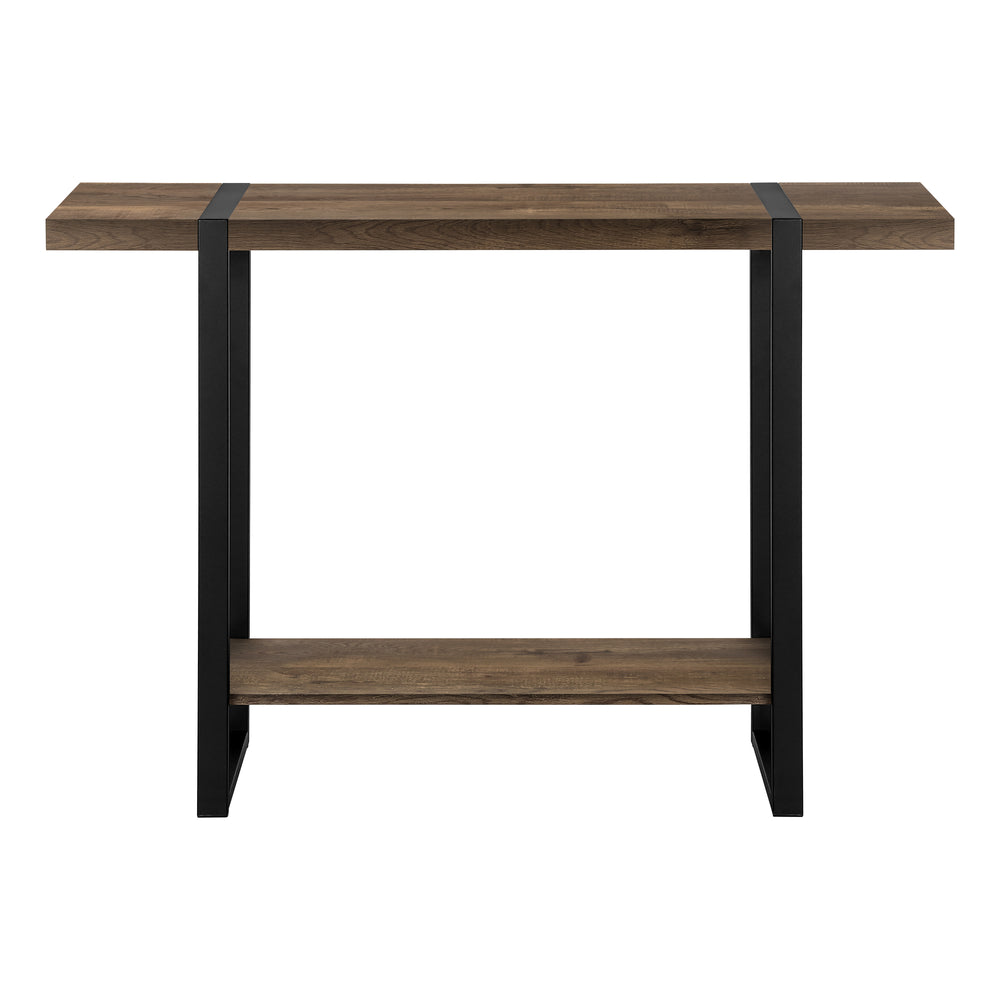 Monarch Specialties Accent Table, Console, Entryway, Narrow, Sofa, Living Room, Bedroom, Brown Laminate, Black Metal, Contemporary, Modern Brown,Black, Black Mdf,Hollow,Core,Laminate,Metal,Particle Board I 2851
