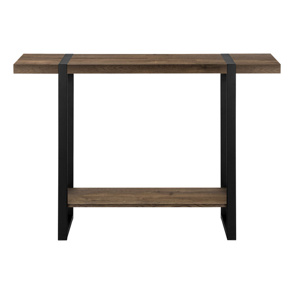 Monarch Specialties Accent Table, Console, Entryway, Narrow, Sofa, Living Room, Bedroom, Brown Laminate, Black Metal, Contemporary, Modern Brown,Black, Black Mdf,Hollow,Core,Laminate,Metal,Particle Board I 2851