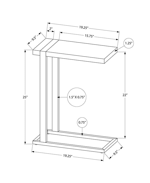 Monarch Specialties Accent Table, C-shaped, End, Side, Snack, Living Room, Bedroom, Brown Laminate, Black Metal, Contemporary, Modern Brown,Black, Black Mdf,Hollow,Core,Laminate,Metal,Particle Board I 2853