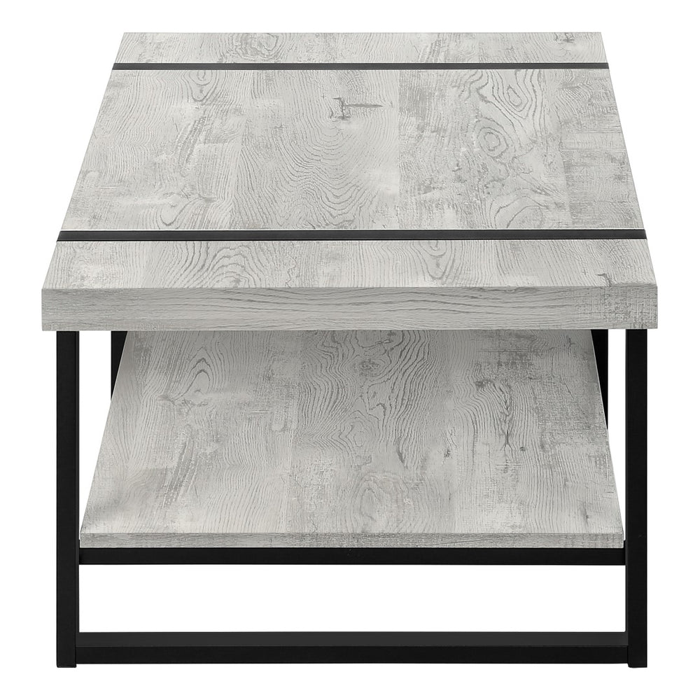 Monarch Specialties Coffee Table, Accent, Cocktail, Rectangular, Living Room, 48"L, Grey Laminate, Black Metal, Contemporary, Modern Grey,Black, Black Mdf,Hollow,Core,Laminate,Metal,Particle Board I 2855