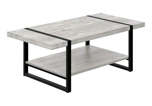 Monarch Specialties Coffee Table, Accent, Cocktail, Rectangular, Living Room, 48"L, Grey Laminate, Black Metal, Contemporary, Modern Grey,Black, Black Mdf,Hollow,Core,Laminate,Metal,Particle Board I 2855