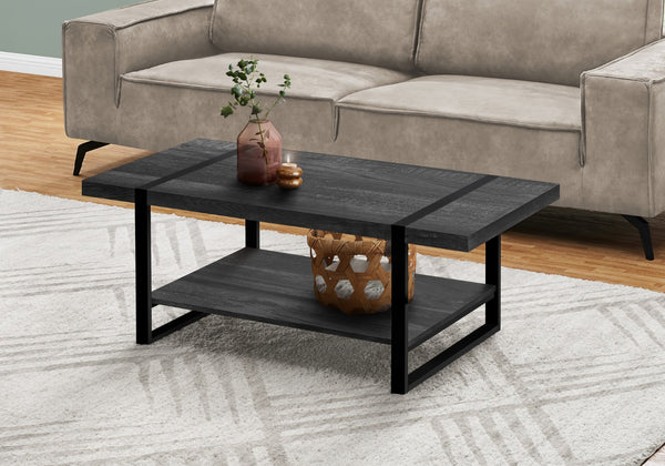 Monarch Specialties Coffee Table, Accent, Cocktail, Rectangular, Living Room, 48"L, Black Laminate, Black Metal, Contemporary, Modern Black Mdf,Hollow,Core,Laminate,Metal,Particle Board I 2860