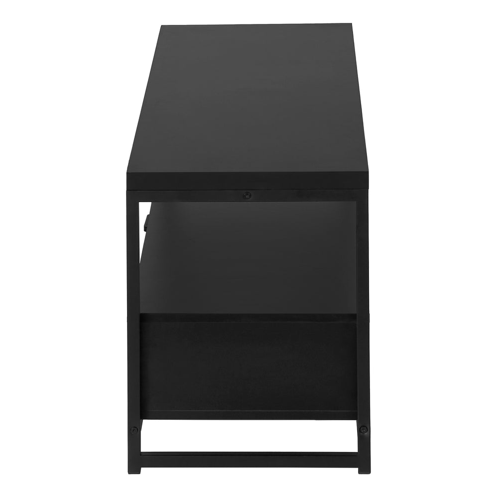 Monarch Specialties Tv Stand, 48 Inch, Console, Media Entertainment Center, Storage Drawers, Living Room, Bedroom, Black Laminate, Black Metal, Contemporary Black Particle Board,Metal I 2870