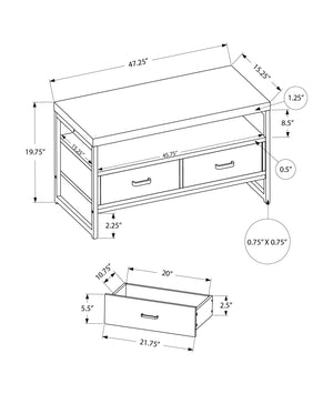 Monarch Specialties Tv Stand, 48 Inch, Console, Media Entertainment Center, Storage Drawers, Living Room, Bedroom, Black Laminate, Black Metal, Contemporary Black Particle Board,Metal I 2870